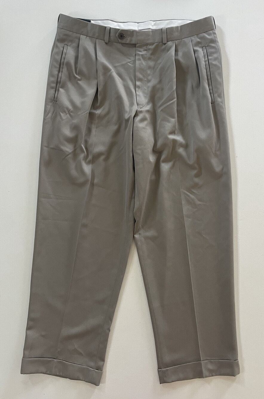 Lauren Ralph Lauren Dress Pants Men Pleated Front Washable Khaki ACTUAL 33x28.5